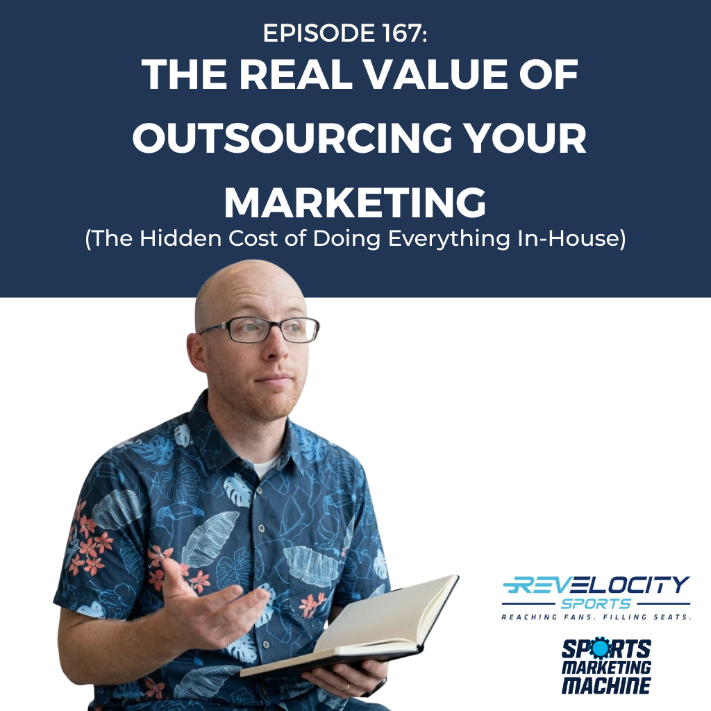 In Episode 167 of the Sports Marketing Machine Podcast, Jeremy Neisser breaks down the strategic value of outsourcing marketing functions inside a sports organization. Instead of anchoring the conversation on agency fees, Jeremy reframes it around leverage — how external support frees internal capacity so your best people can focus on the relationships, sponsorships, and revenue activities that actually move the business. A must-listen for any lean front office trying to do more with the staff they have.