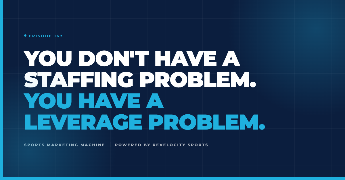 You Don't Have a Staffing Problem. You Have a Leverage Problem. Your GM is in Canva at 11pm. Your marketing director is loading Meta ads. Your ticket sales lead just spent two hours exporting an email list. And tomorrow, somebody is going to ask why sponsorship revenue is flat. Most sports teams ask the wrong question about outsourcing. They ask, "Can we afford an agency?" That's the wrong number to anchor on. The real question is, "What's the highest and best use of our staff's time?" LISTEN: Episode 167 of the Sports Marketing Machine Podcast — The Real Value of Outsourcing Your Marketing The Trade-Off Nobody Talks About When your best people are buried in execution work, they're not doing the work that grows revenue. They're not closing the $25,000 sponsorship. They're not booking the $4,000 group outing. They're not renewing the season ticket holder who quietly walked away last year because nobody called. One sponsorship deal might be worth $10K, $20K, or $50K. One group outing might be $2K or $4K. One partnership might drive fan growth for years. That's the trade-off. And it almost never shows up in the budget conversation about whether to bring in outside help.